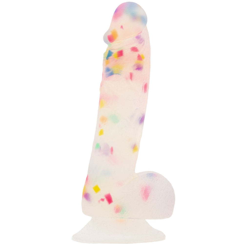 Фаллоимитатор с конфетти ADDICTION - PARTY MARTY 7.5″ - FROST & CONFETTI, 19 см, силикон