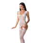 Сетчатый бодистокинг Passion BS062 One Size, White, комбинезон, имитация чулок, открытый доступ