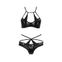 Комплект белья Passion Exclusive NAVEL SET S/M, black, трусики и лиф с элементами под латекс