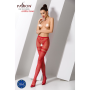 Сетчатые колготки с открытым доступом Passion S015 One Size, Red, имитация чулок и трусиков
