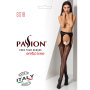 Сетчатые чулки-стокинги Passion S018 One Size, Black, имитация пояса, сетка с вертикальными полоскам