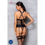 Сетчатый комплект корсет с халтером, съемные подвязки и трусики Passion AMANDA CORSET 2XL/3XL black