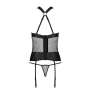 Сетчатый комплект корсет с халтером, съемные подвязки и трусики Passion AMANDA CORSET 2XL/3XL black