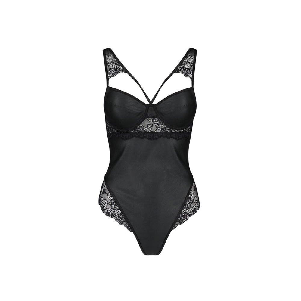 Боди из эко-кожи и кружева Passion LOONA BODY L/XL, black