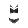 Комплект из эко-кожи с кружевом Passion LOONA SET L/XL, black, бра и трусики