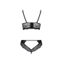 Комплект из эко-кожи с кружевом Passion LOONA SET L/XL, black, бра и трусики