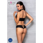 Комплект из эко-кожи Passion NANCY BIKINI S/M, black, бра и трусики с имитацией шнуровки