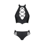 Комплект из эко-кожи Passion NANCY BIKINI S/M, black, бра и трусики с имитацией шнуровки