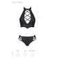 Комплект из эко-кожи Passion NANCY BIKINI S/M, black, бра и трусики с имитацией шнуровки