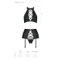 Комплект из эко-кожи имитация шнуровки Passion NANCY SET XXL/XXXL black топ трусики пояс для чулок