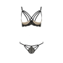Комплект белья Passion Exclusive VALERY SET OpenBra L/XL, black, стрэпы, трусики, открытый лиф