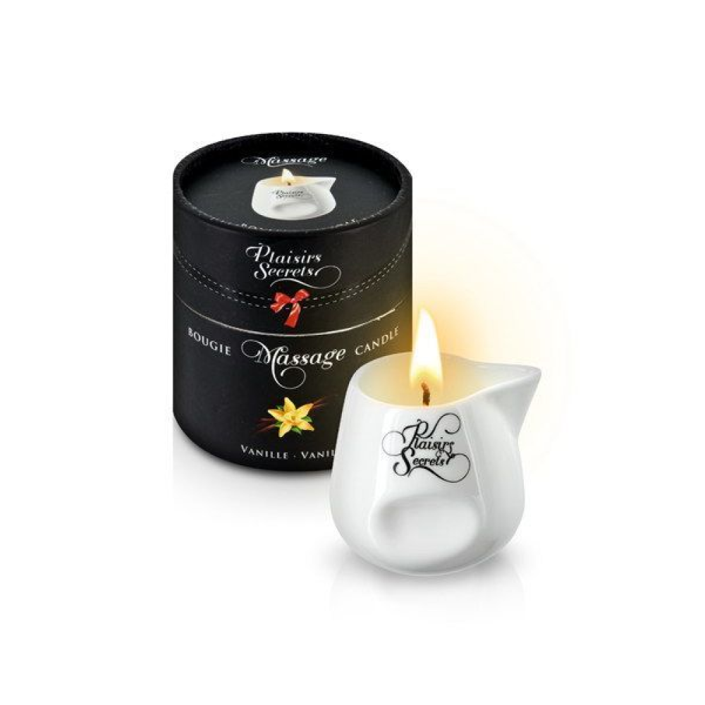 Массажная свеча Plaisirs Secrets Vanilla (80 мл) подарочная упаковка, керамический сосуд