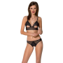 Комплект из браллета с ажурным лифом и открытыми трусиками Passion CHRISTA SET Open Bra L/XL black