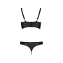 Комплект из эко-кожи с люверсами и ремешками Passion MALWIA BIKINI S/M, black, бра и трусики