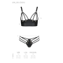 Комплект из эко-кожи с люверсами и ремешками Passion MALWIA BIKINI S/M, black, бра и трусики