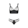 Комплект из эко-кожи с люверсами и ремешками Passion MALWIA BIKINI XXL/XXXL, black, бра и трусики