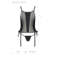Сетчатый корсет с люверсами и съемными пажами Passion MALWIA CORSET L/XL, black, эко-кожа, стринги