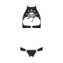 Комплект открытый топ и трусики из эко-кожи с люверсами Passion MALWIA SET Open Bra XXL/XXXL black