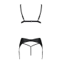 Комплект из эко-кожи Passion MILEY SET S/M, black, трусики, бюстгальтер, пояс для чулок