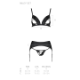 Комплект из эко-кожи Passion MILEY SET S/M, black, трусики, бюстгальтер, пояс для чулок