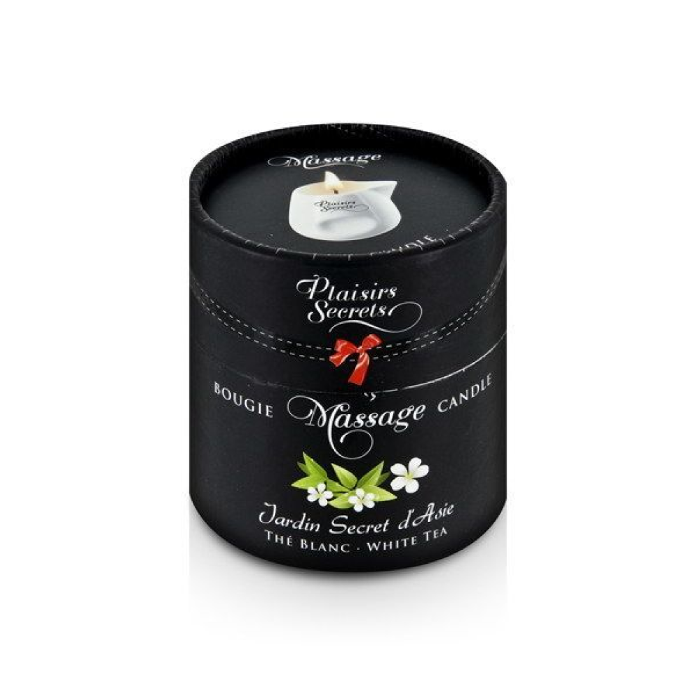 Массажная свеча Plaisirs Secrets White Tea (80 мл) подарочная упаковка, керамический сосуд