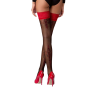 Чулки Passion ST120 1/2 black-red, на ажурной силиконовой резинке, с изысканным декором и люрекс
