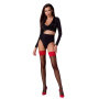 Чулки Passion ST120 1/2 black-red, на ажурной силиконовой резинке, с изысканным декором и люрекс