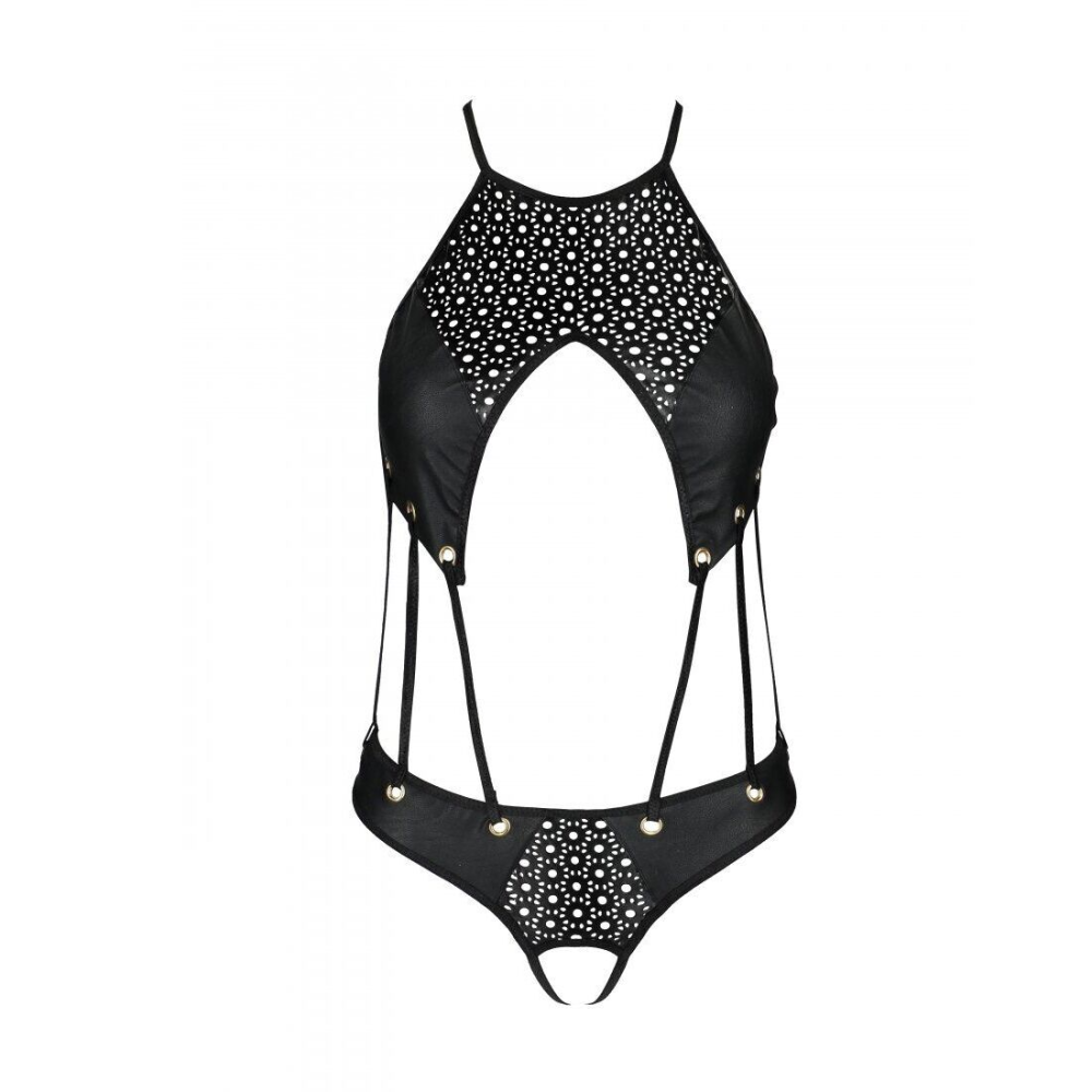 Распродажа!!! Боди из эко-кожи с ремешками и перфорацией Tamaris Body black L/XL — Passion