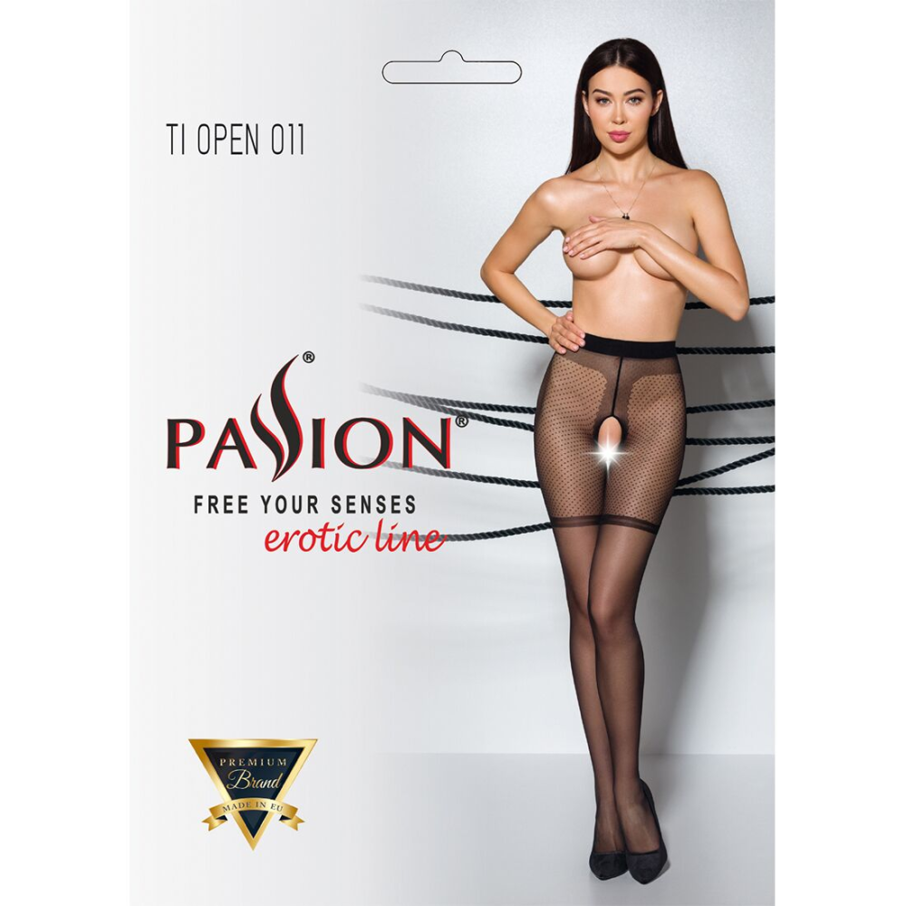 Колготки с открытым доступом, с контрастными шортиками Passion TIOPEN 011 3/4 (20 den), black