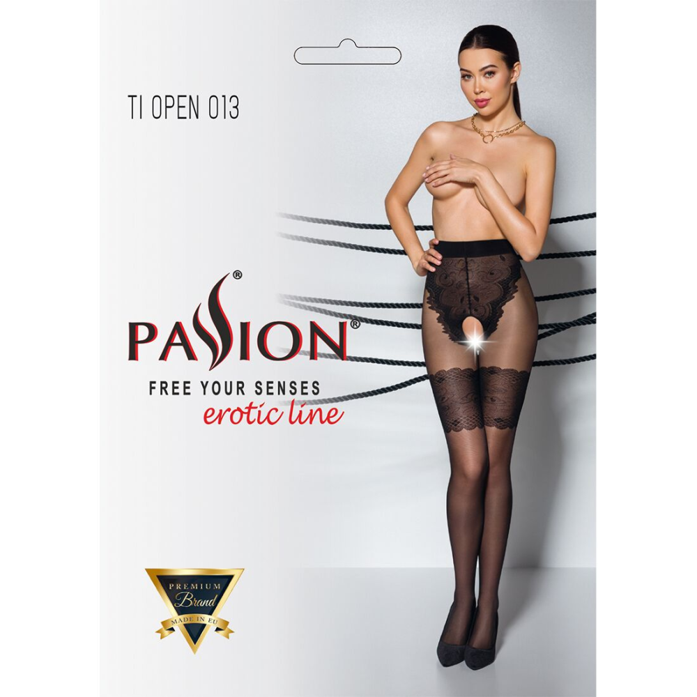 Колготки с открытым доступом, ажурные трусики и подвязки Passion TIOPEN 013 5 (20/40 den), black