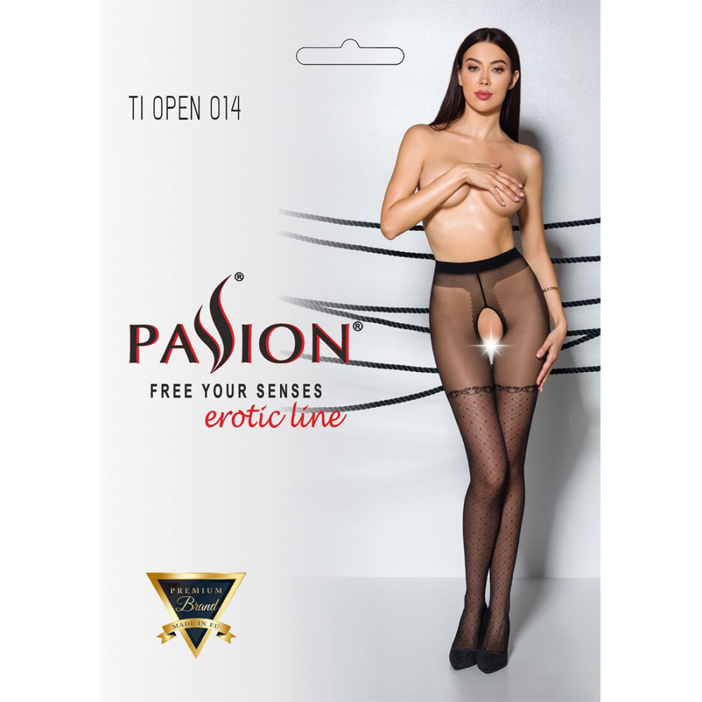 Колготки с открытым доступом, имитация чулок Passion TIOPEN 014 3/4 (20 den), black