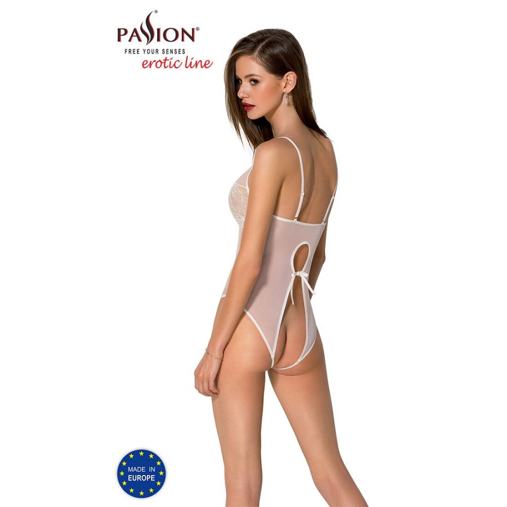 Боди с ажурным декором и открытым шагом Passion URSULA BODY XXL/XXXL, white