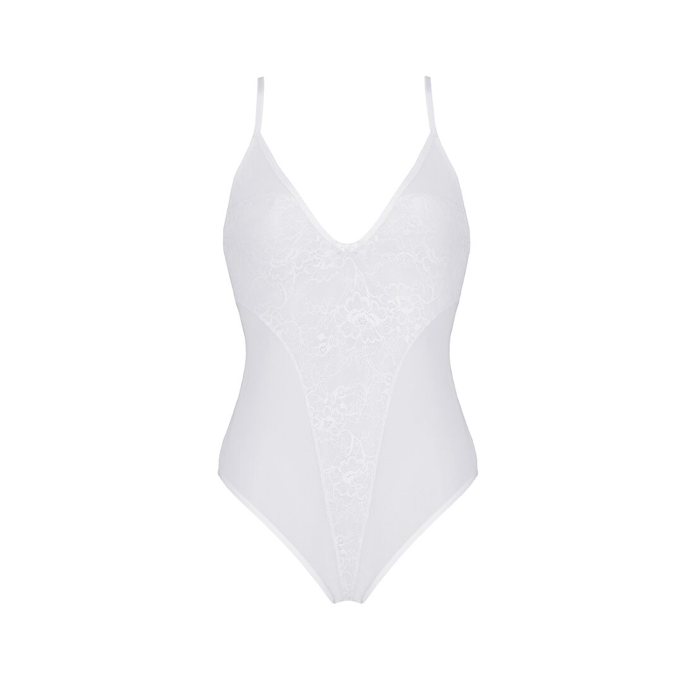 Боди с ажурным декором и открытым шагом Passion URSULA BODY XXL/XXXL, white