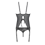 Корсет с пажами, трусики с ажурным декором и открытым шагом Passion URSULA CORSET XXL/XXXL, black
