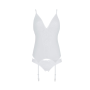 Корсет с пажами, трусики с ажурным декором и открытым шагом Passion URSULA CORSET L/XL, white