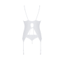 Корсет с пажами, трусики с ажурным декором и открытым шагом Passion URSULA CORSET L/XL, white
