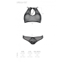 Комплект: бра, трусики с ажурным декором и открытым шагом Passion URSULA SET XXL/XXXL, black