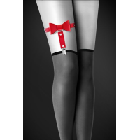 Гартер на ногу Bijoux Pour Toi - WITH BOW Red, сексуальная подвязка с бантиком, экокожа
