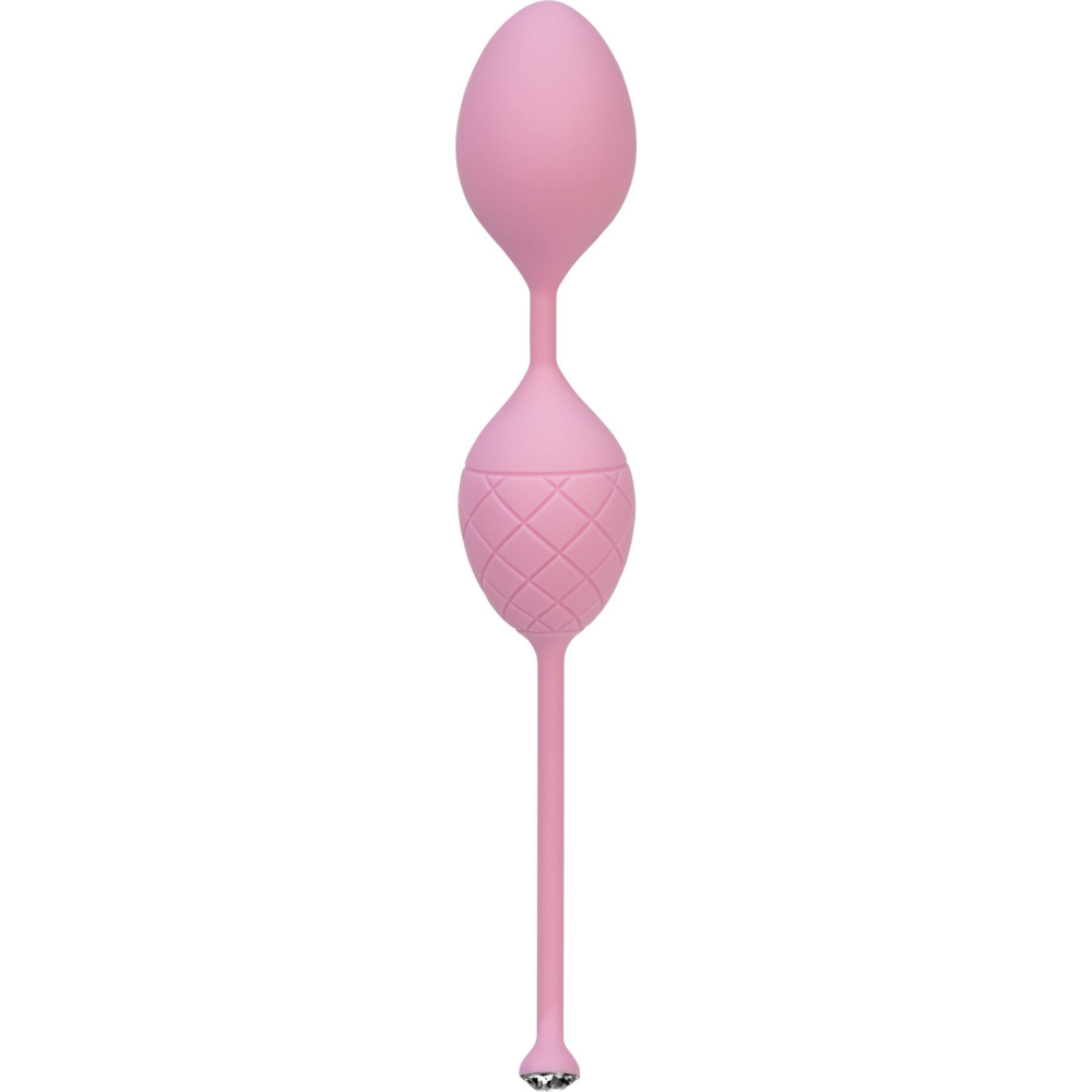 Роскошные вагинальные шарики PILLOW TALK - Frisky Pink с кристаллом, диаметр 3,2см, вес 49-75гр