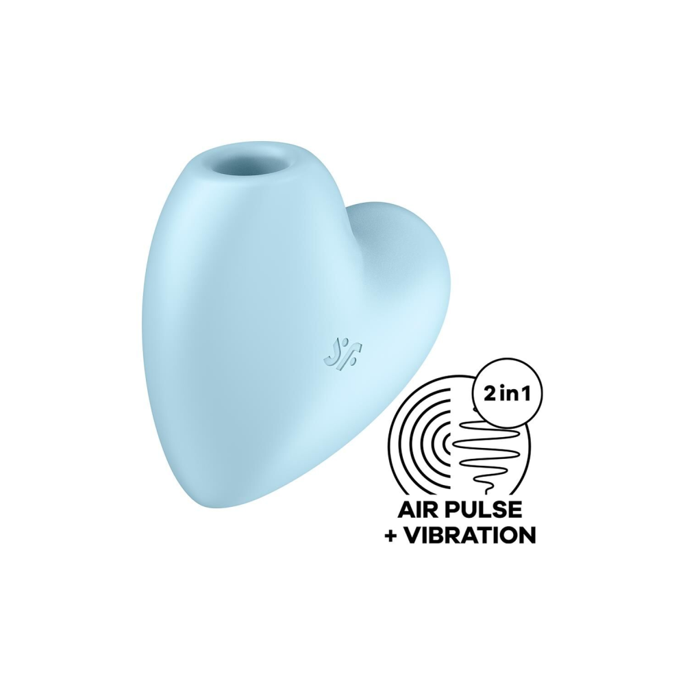 Вакуумный стимулятор-сердечко с вибрацией Satisfyer Cutie Heart Blue