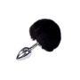 Металлическая анальная пробка Кроличий хвостик Alive Fluffy Plug S Black, диаметр 2,8 см