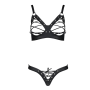 Комплект Passion CELINE BIKINI 2XL/3XL black открытый бра с лентами стринги со шнуровкой, экокожа