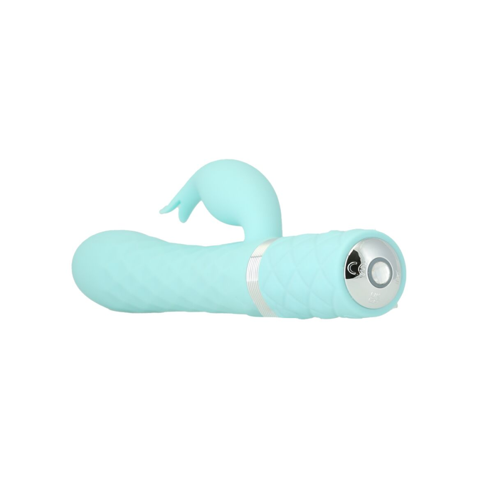 Роскошный кролик с ротацией и вибрацией Pillow Talk Lively, Teal, кристалл Сваровски, тройной отрост