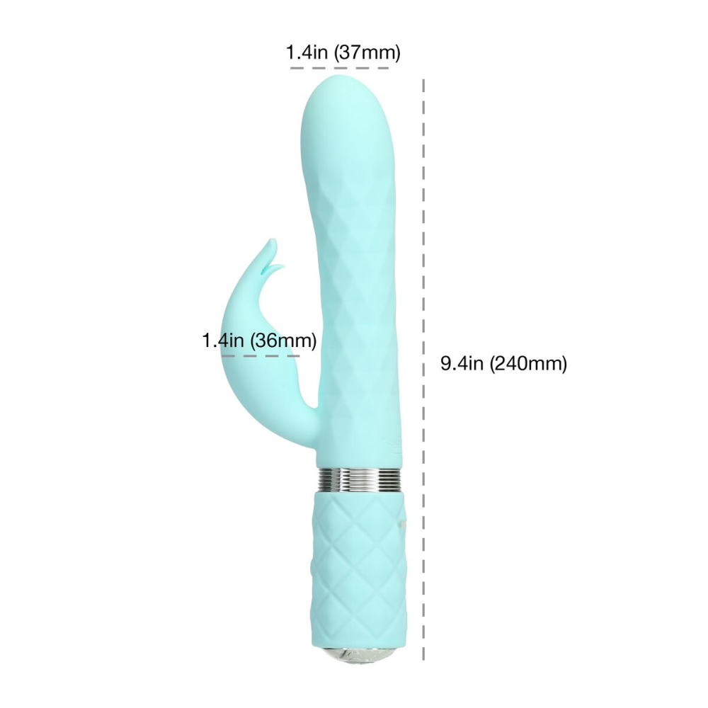 Роскошный кролик с ротацией и вибрацией Pillow Talk Lively, Teal, кристалл Сваровски, тройной отрост