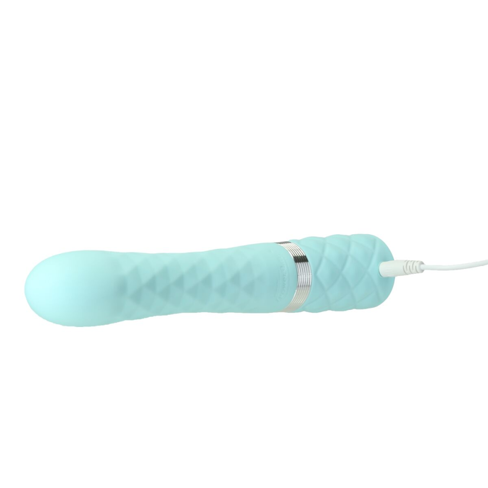 Роскошный кролик с ротацией и вибрацией Pillow Talk Lively, Teal, кристалл Сваровски, тройной отрост