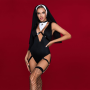 Эротический костюм монашки JSY «Порочная Бернадетт» One Size, Black, боди, подвязки, головной убор