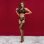 Бодистокинг JSY 7961 топ и колготки с доступом One Size Black, имитация резинки и подвязок