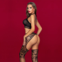 Бодистокинг JSY 7961 топ и колготки с доступом One Size Black, имитация резинки и подвязок