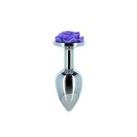 Металлическая анальная пробка Lux Active с розой - Rose Anal Plug - Purple, вибропуля в подарок