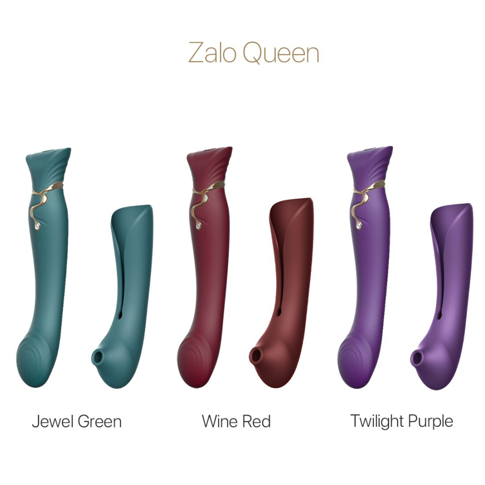 Смартвибратор 3в1 Zalo — Queen Twilight Purple, пульсирующая жемчужина и вакуум, кристалл Swarovski